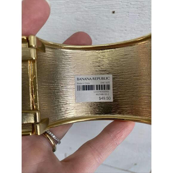 Banana Republic Bracelet Womens Navy Blue Pink Wide Cuff Bangle Fashion Jewelry - Picture 2 of 7